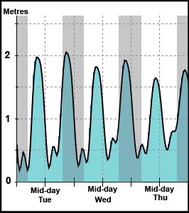It's possible to get a pretty good idea of the state of tide and time of sunset or sunrise on a simple chart.